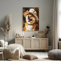 Joyful Shiba Inu in Hat: Dog Breed Poster PosterGoat
