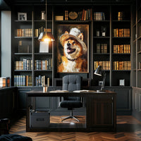 Joyful Shiba Inu in Hat: Dog Breed Poster PosterGoat