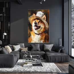 Joyful Shiba Inu in Hat: Dog Breed Poster PosterGoat