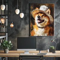 Joyful Shiba Inu in Hat: Dog Breed Poster PosterGoat
