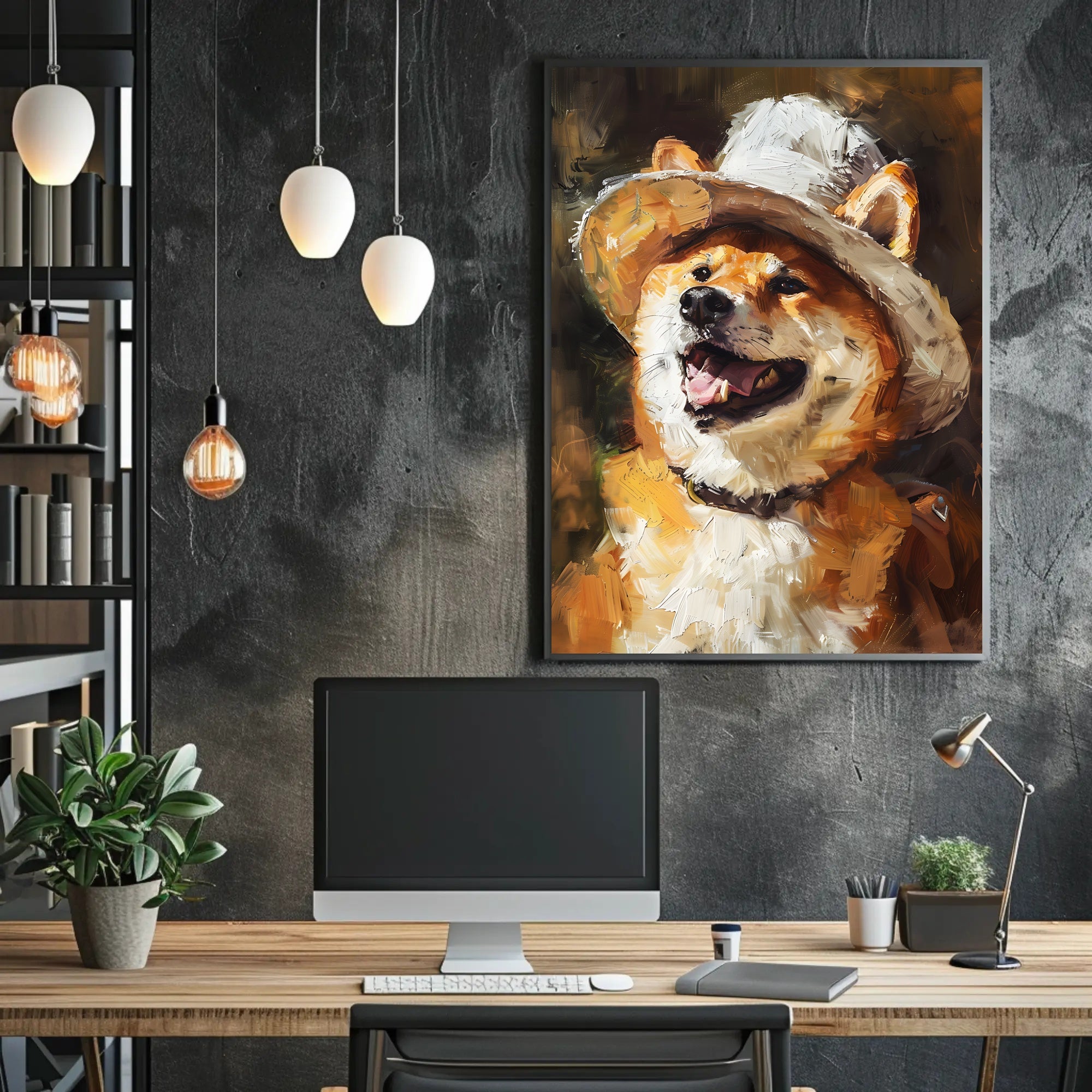 Joyful Shiba Inu in Hat: Dog Breed Poster PosterGoat