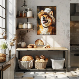 Joyful Shiba Inu in Hat: Dog Breed Poster PosterGoat