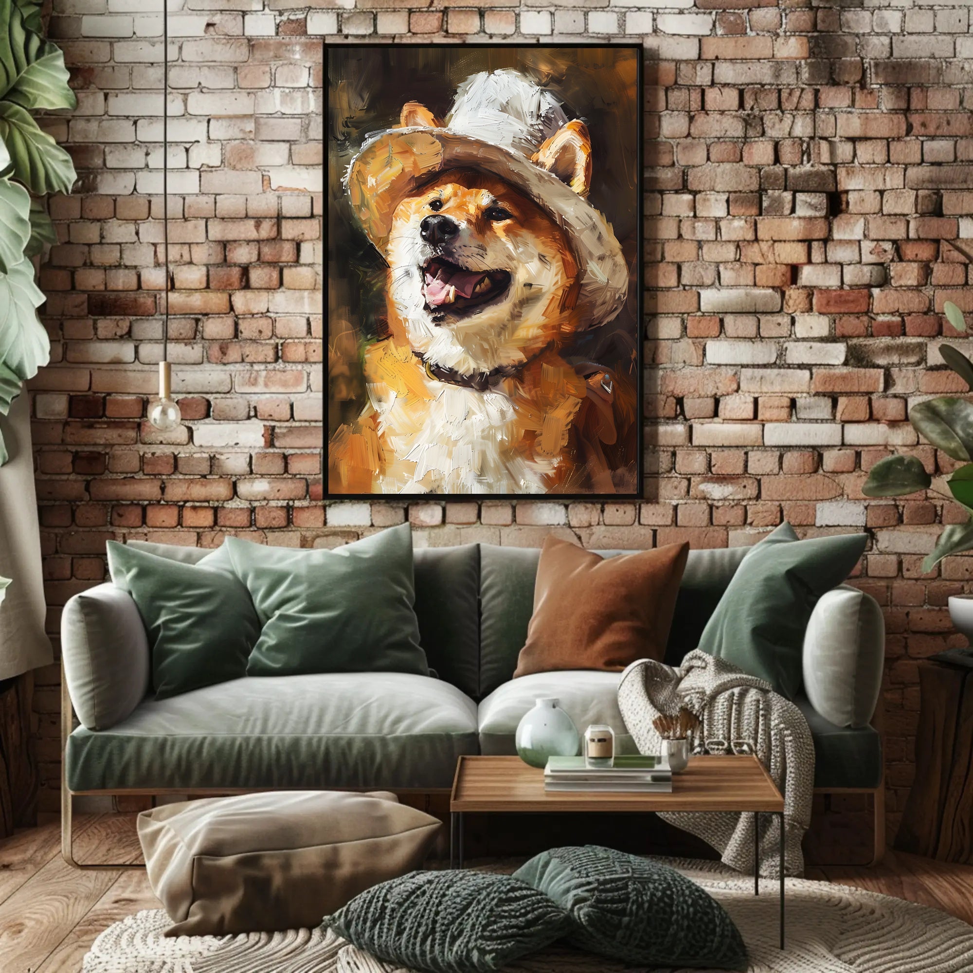 Joyful Shiba Inu in Hat: Dog Breed Poster PosterGoat