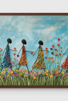 Joyful Unity in Vibrant Setting Abstract, Artistic Poster PosterGoat