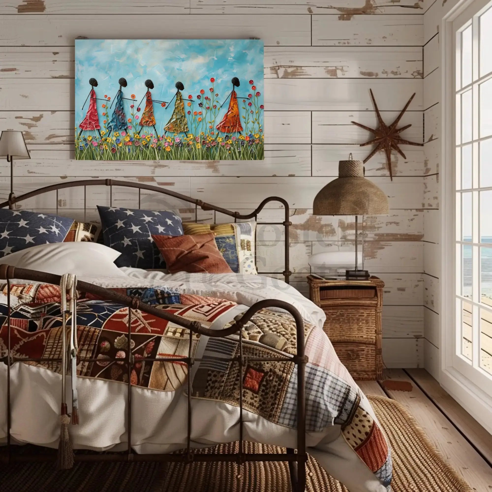 Joyful Unity in Vibrant Setting Abstract, Artistic Poster PosterGoat