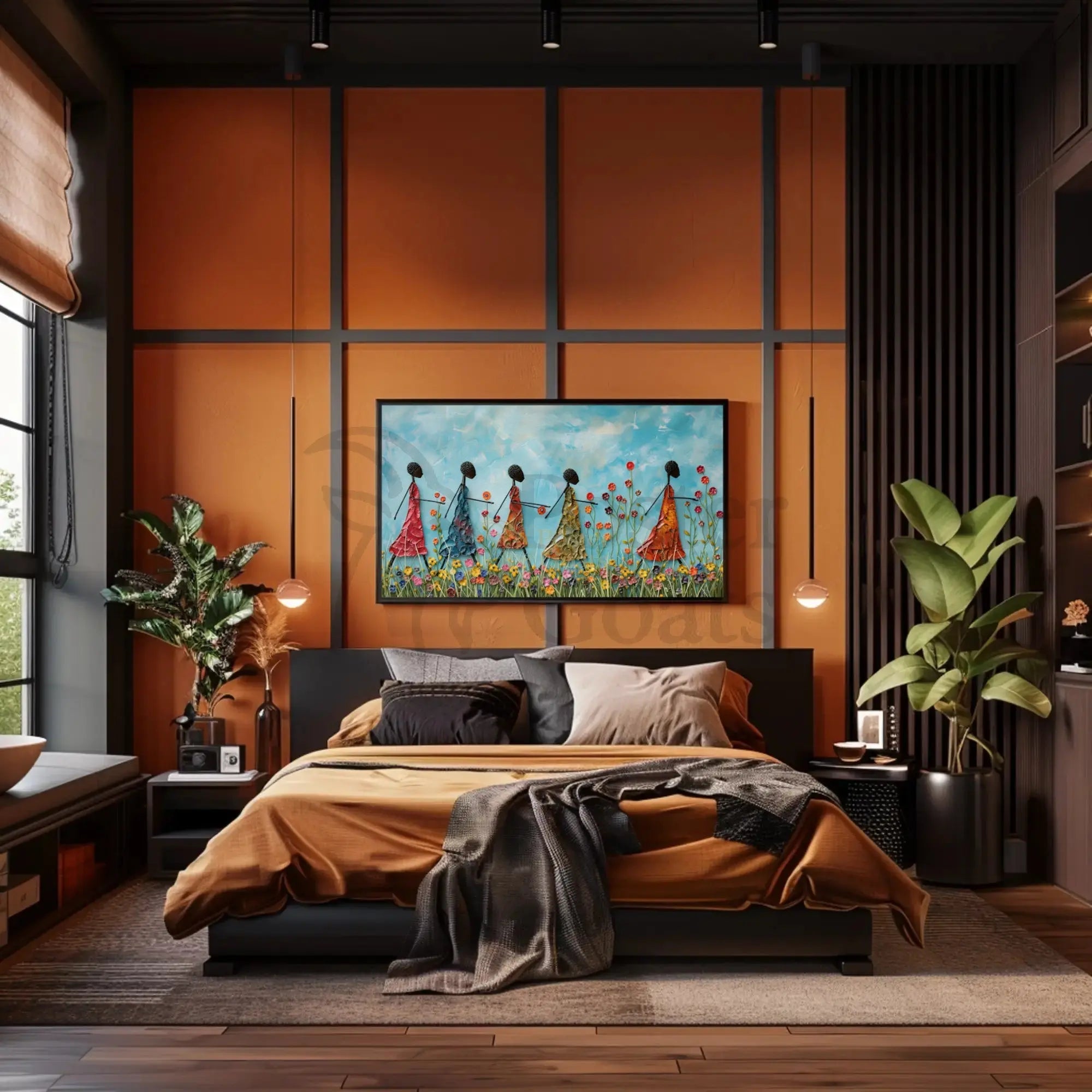 Joyful Unity in Vibrant Setting Abstract, Artistic Poster PosterGoat