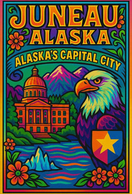Juneau Alaska Bold Pop Art Travel Poster PosterGoat