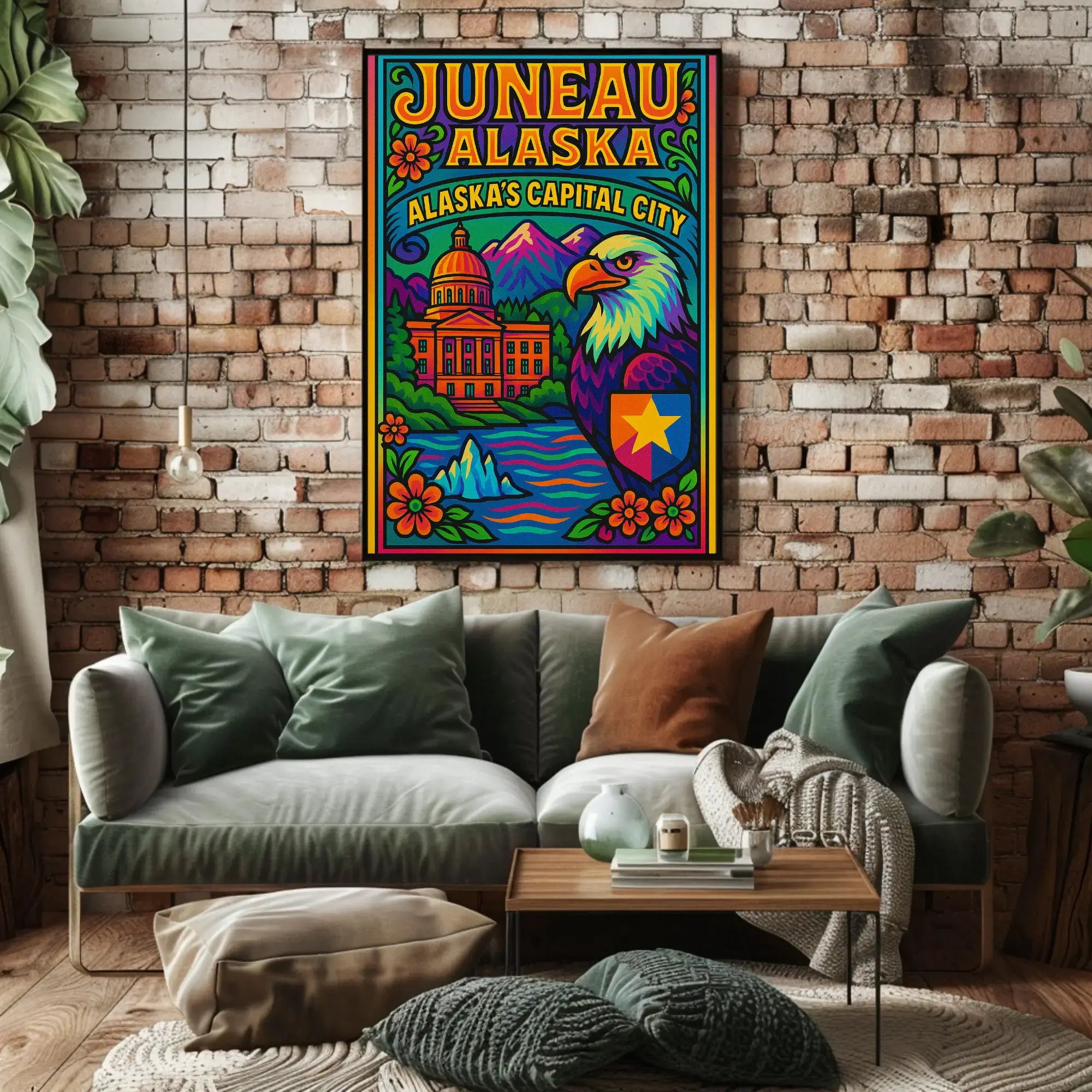 Juneau Alaska Bold Pop Art Travel Poster PosterGoat