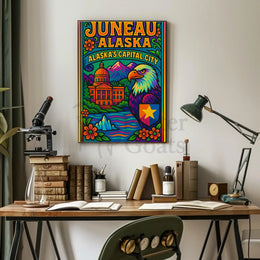 Juneau Alaska Bold Pop Art Travel Poster PosterGoat