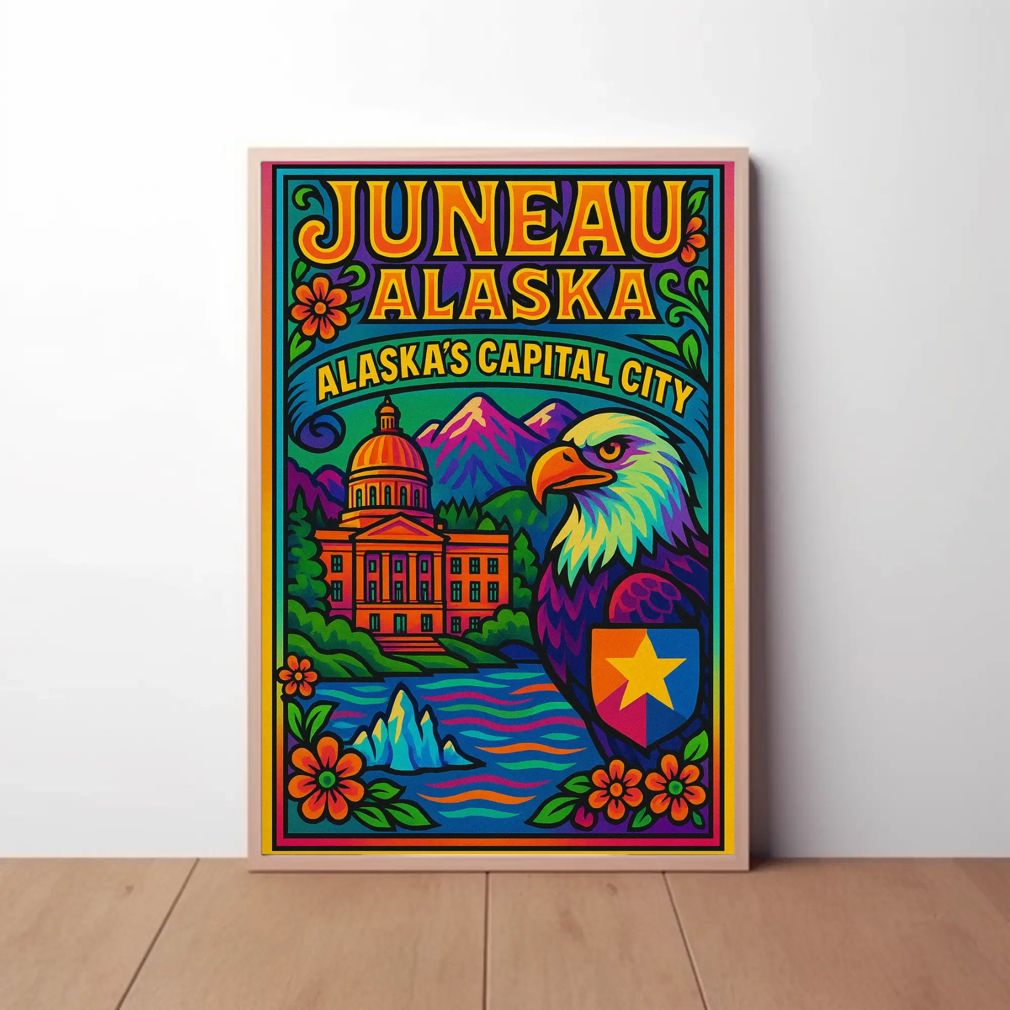 Juneau Alaska Bold Pop Art Travel Poster PosterGoat