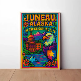 Juneau Alaska Bold Pop Art Travel Poster PosterGoat