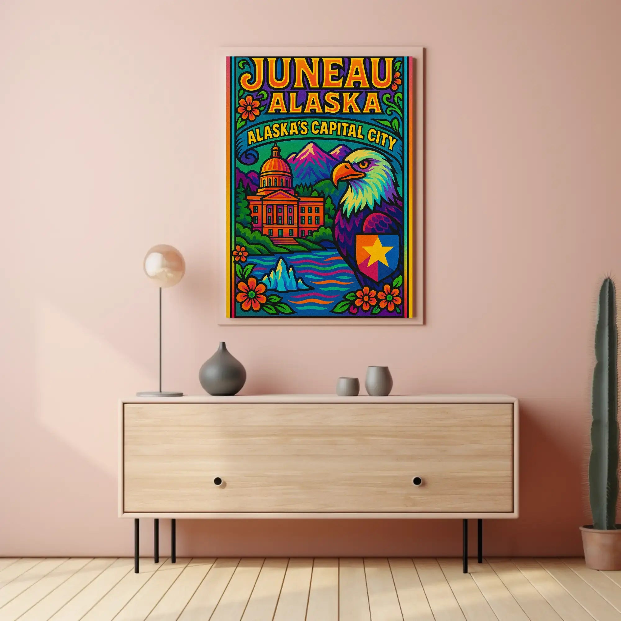 Juneau Alaska Bold Pop Art Travel Poster PosterGoat