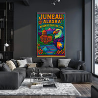 Juneau Alaska Bold Pop Art Travel Poster PosterGoat
