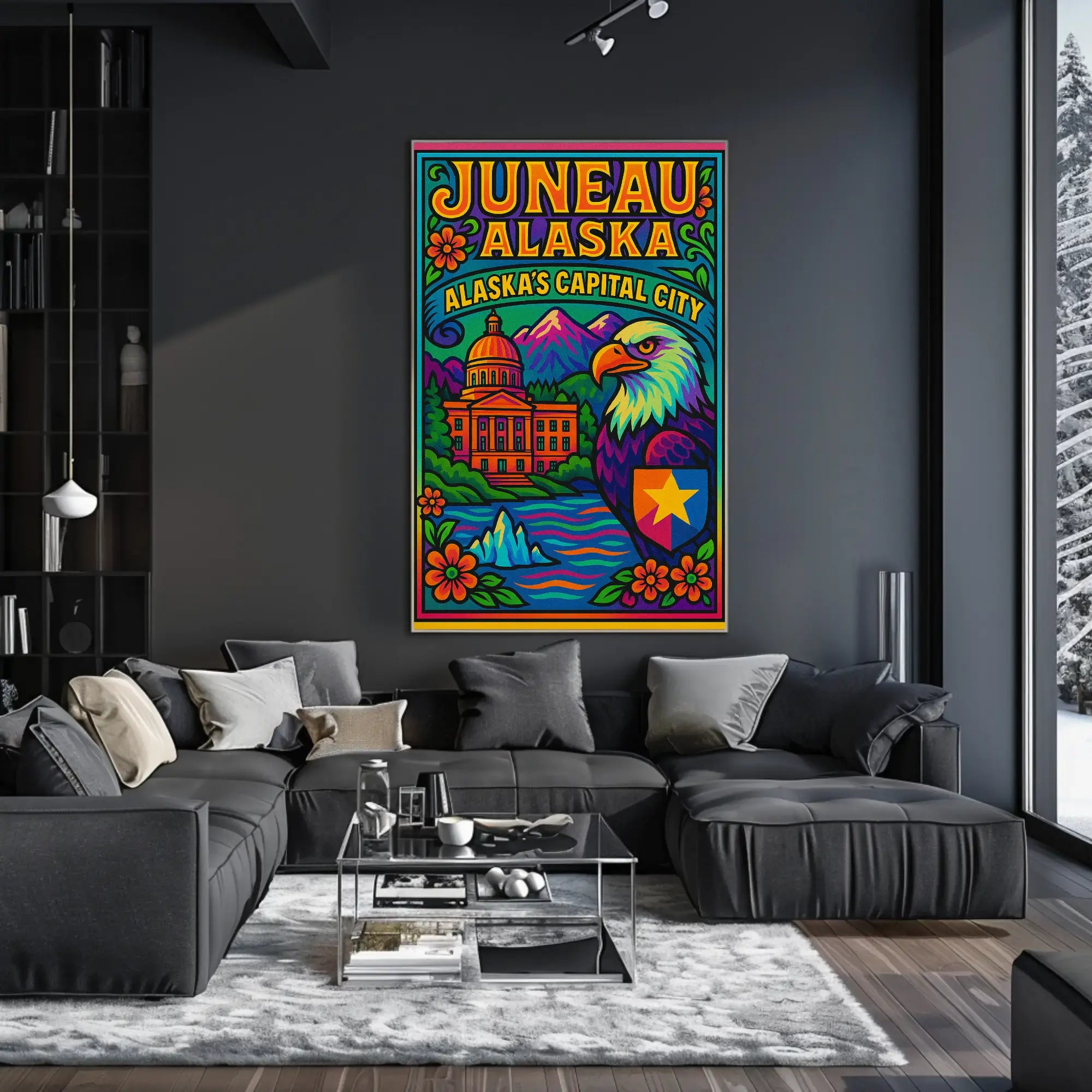 Juneau Alaska Bold Pop Art Travel Poster PosterGoat