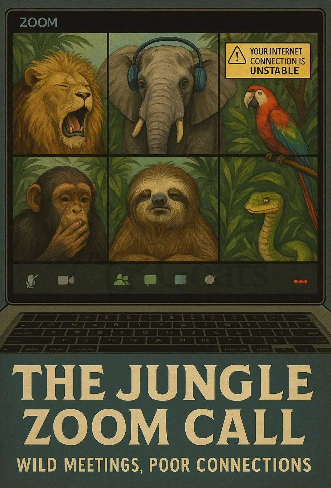 Jungle-Themed Virtual Meeting Animal Poster PosterGoat