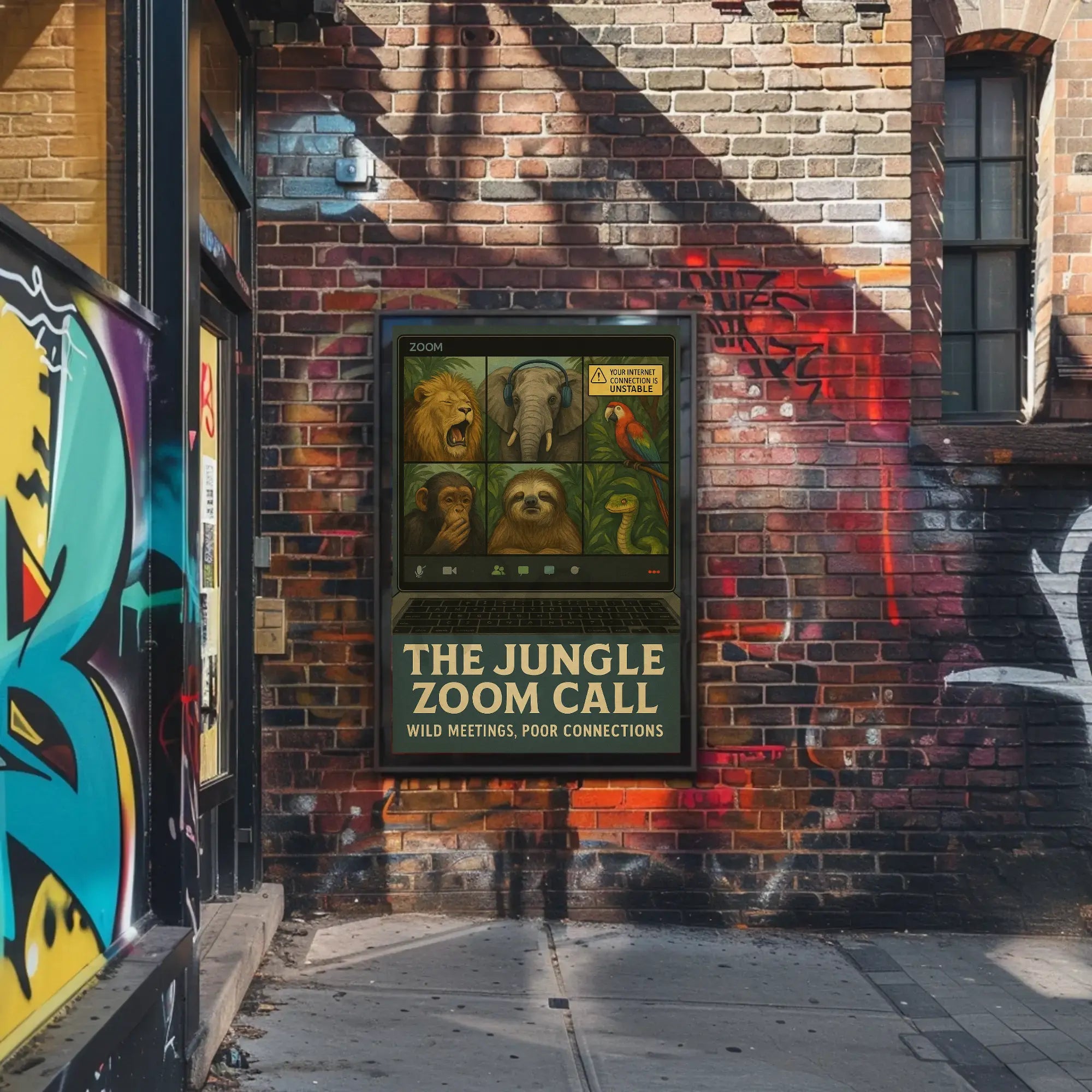 Jungle-Themed Virtual Meeting Animal Poster PosterGoat
