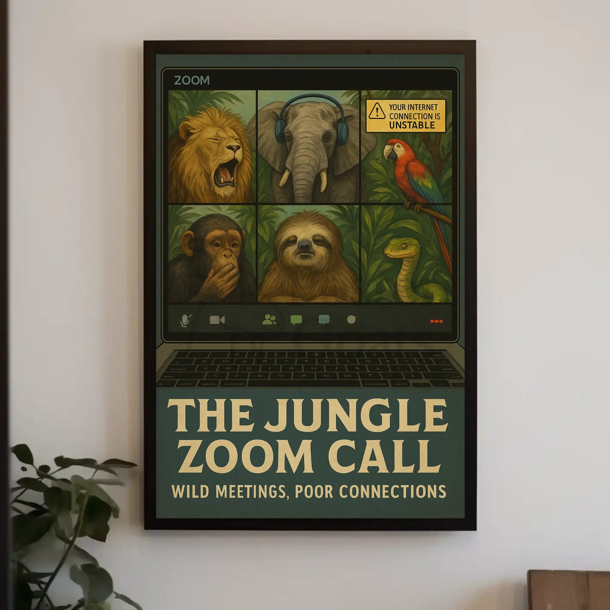 Jungle-Themed Virtual Meeting Animal Poster PosterGoat