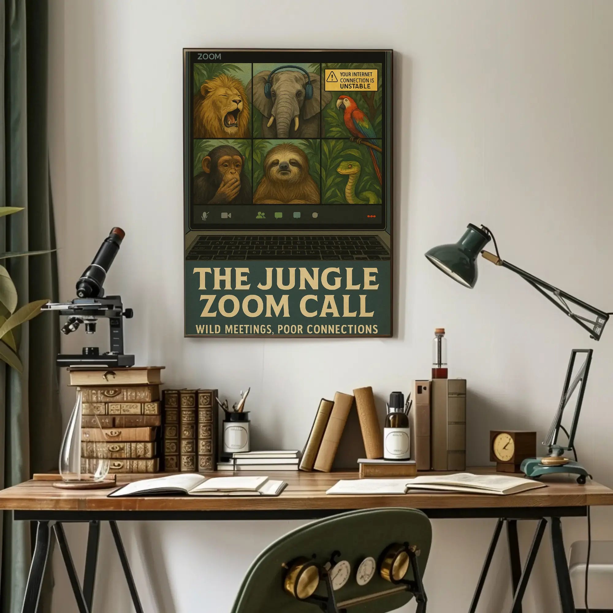 Jungle-Themed Virtual Meeting Animal Poster PosterGoat