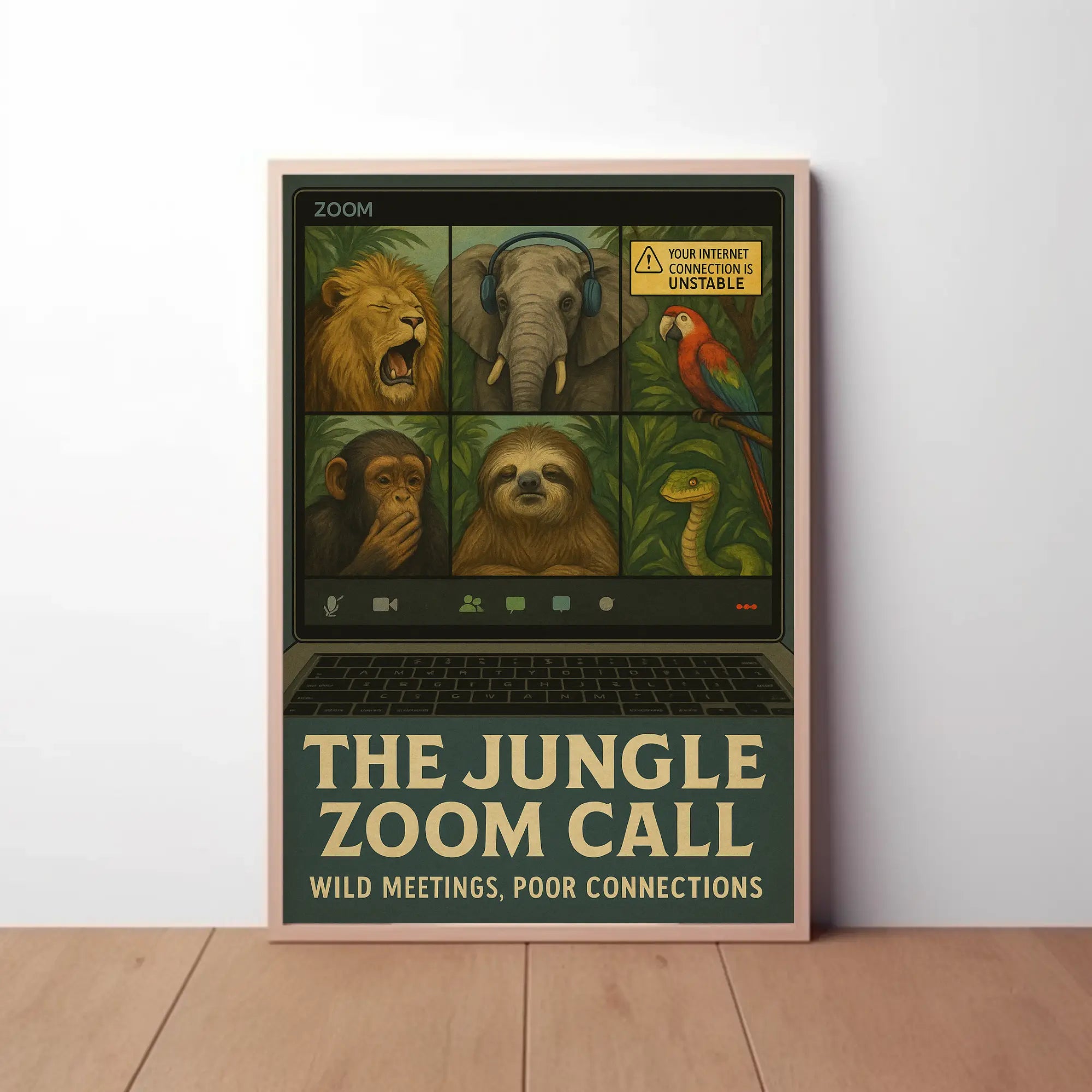 Jungle-Themed Virtual Meeting Animal Poster PosterGoat