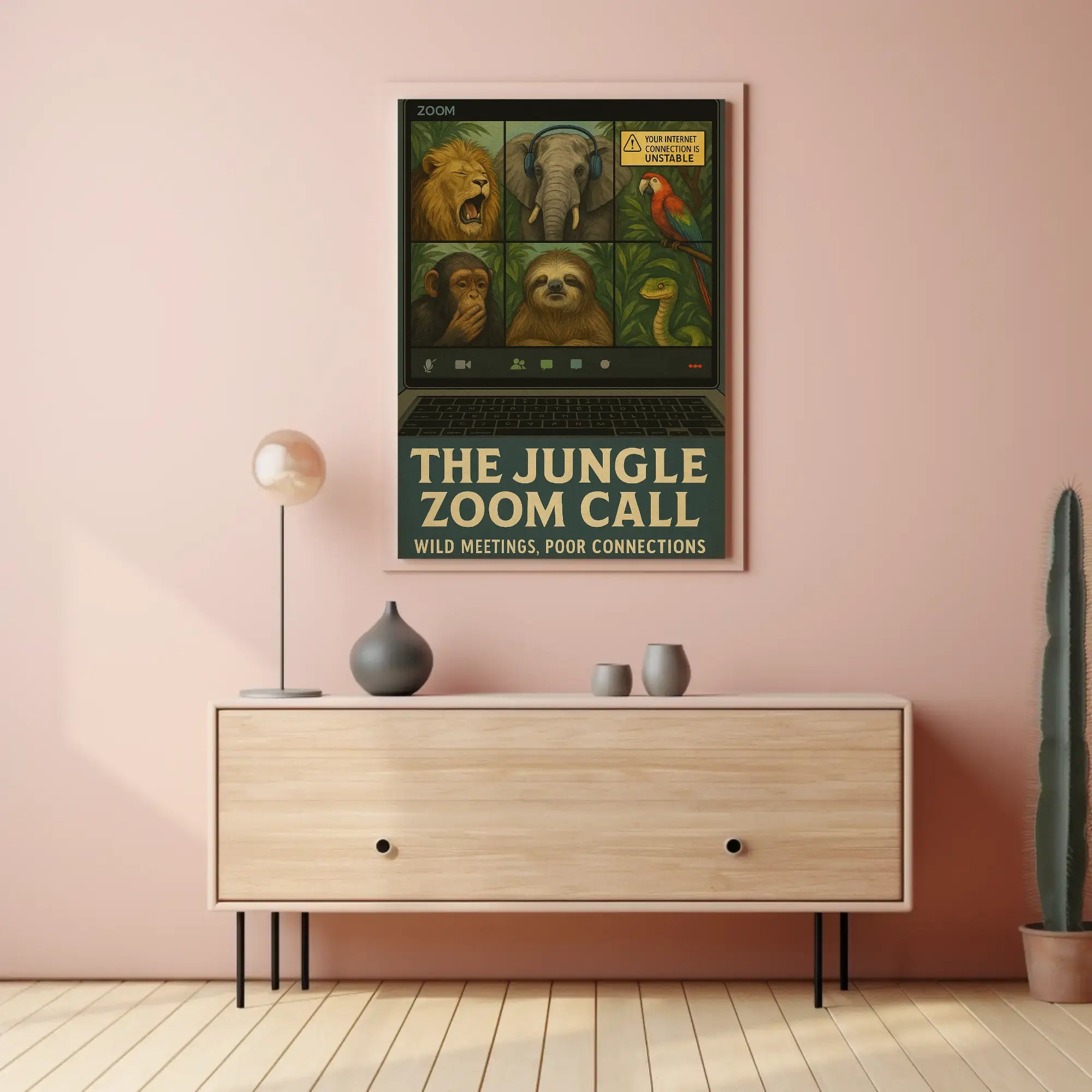 Jungle-Themed Virtual Meeting Animal Poster PosterGoat