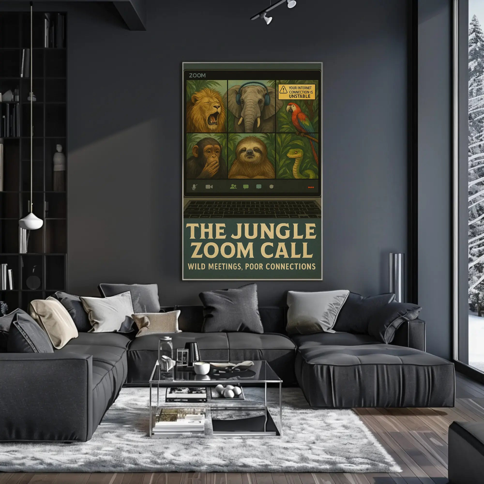 Jungle-Themed Virtual Meeting Animal Poster PosterGoat