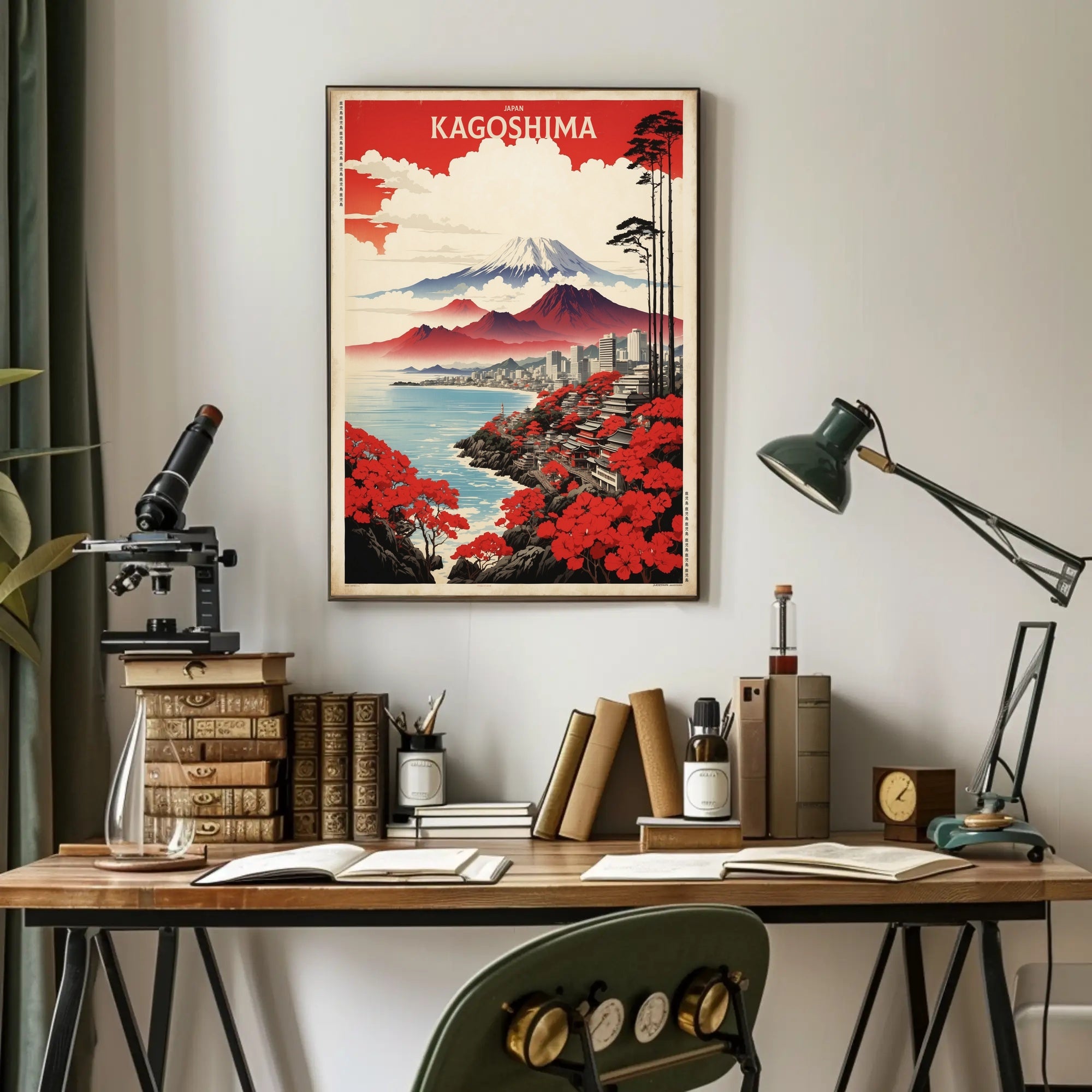 Kagoshima Cherry Blossoms Scenic Travel Poster PosterGoat