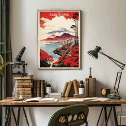 Kagoshima Cherry Blossoms Scenic Travel Poster PosterGoat
