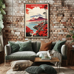 Kagoshima Cherry Blossoms Scenic Travel Poster PosterGoat