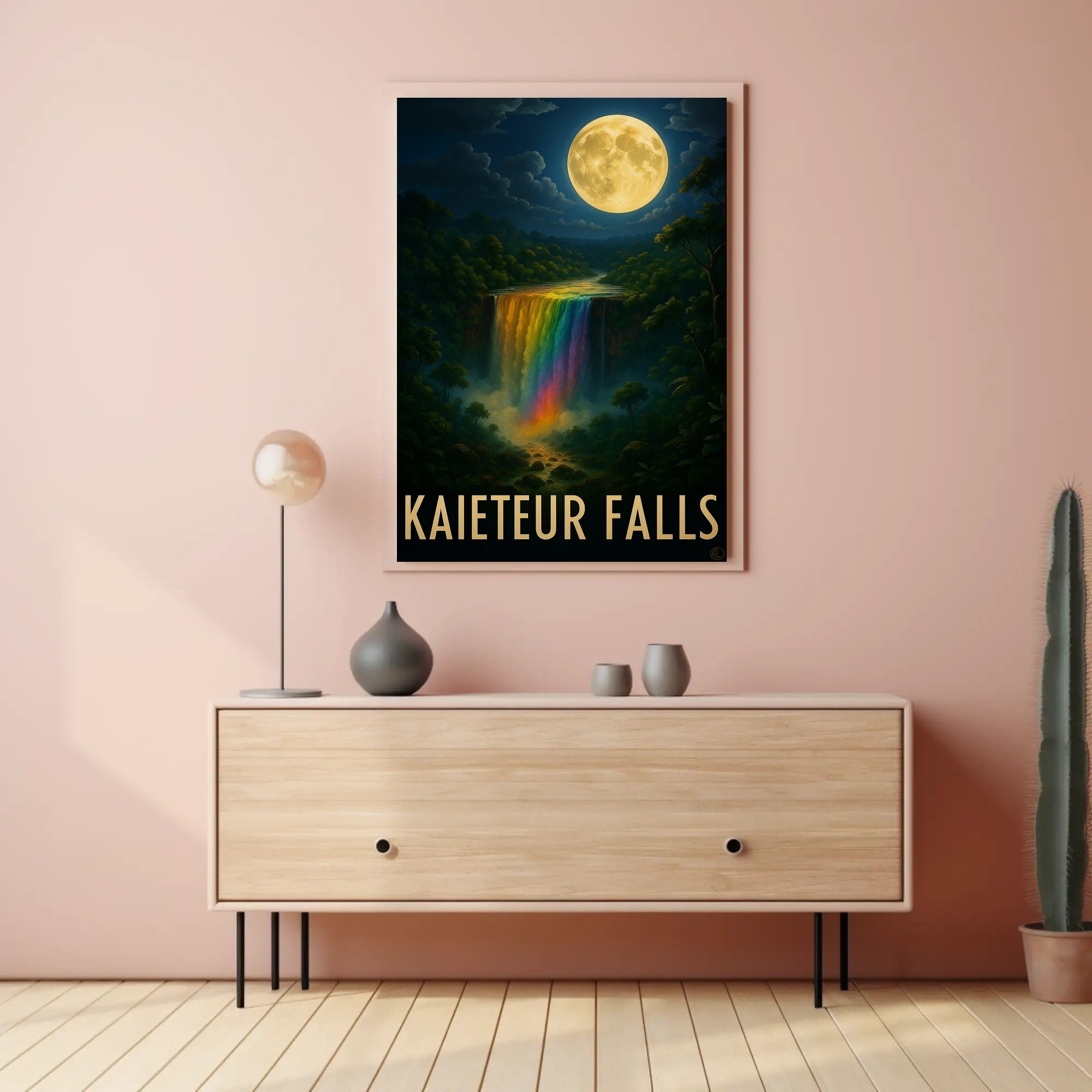 Kaieteur Falls Fantasy Nightscape: A Mystical Waterfall Poster PosterGoat
