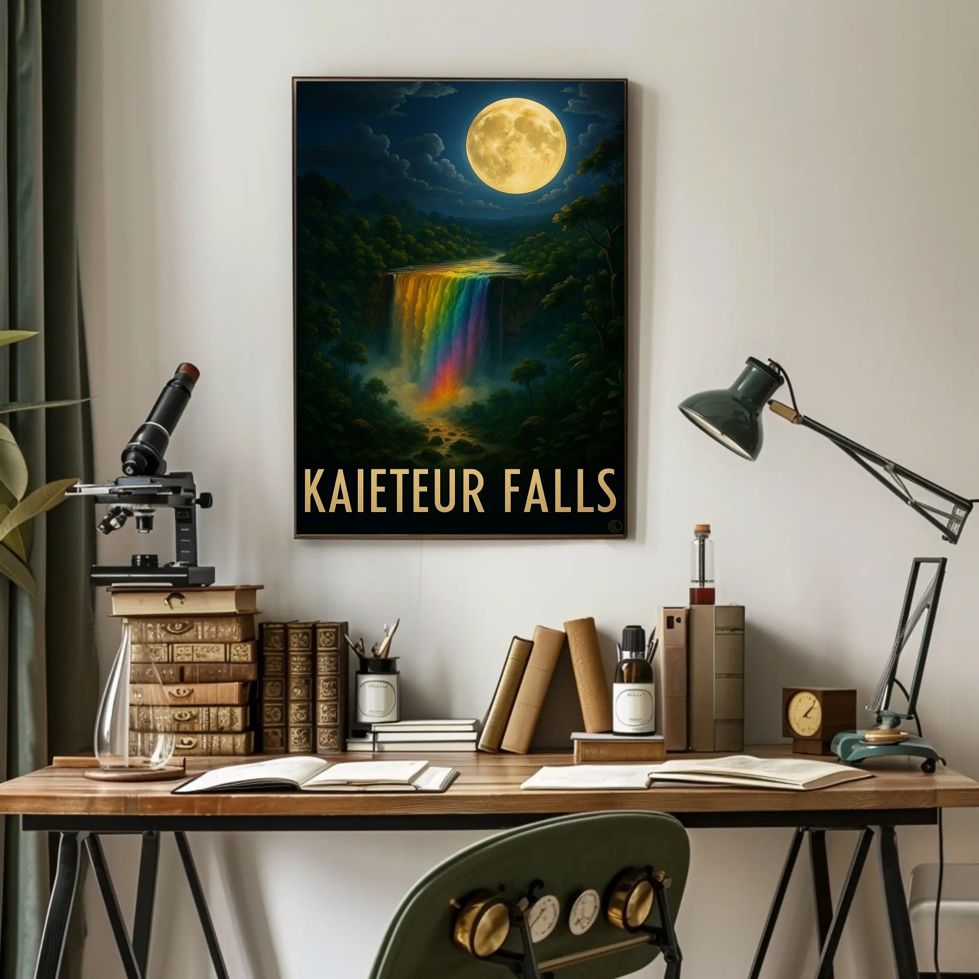 Kaieteur Falls Fantasy Nightscape: A Mystical Waterfall Poster PosterGoat