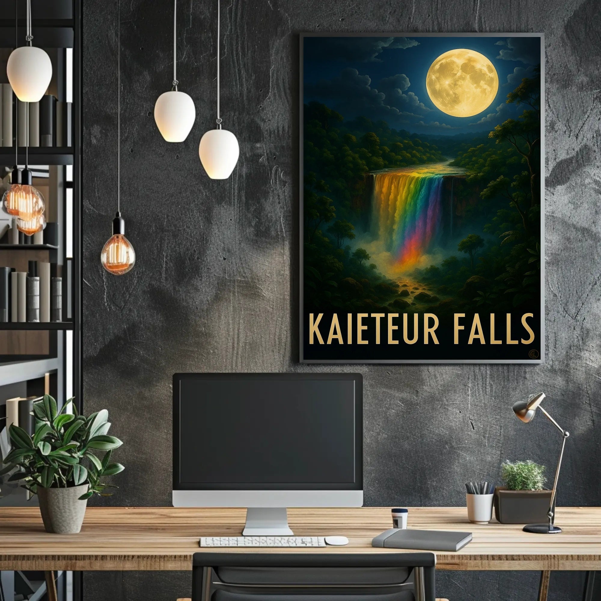 Kaieteur Falls Fantasy Nightscape: A Mystical Waterfall Poster PosterGoat