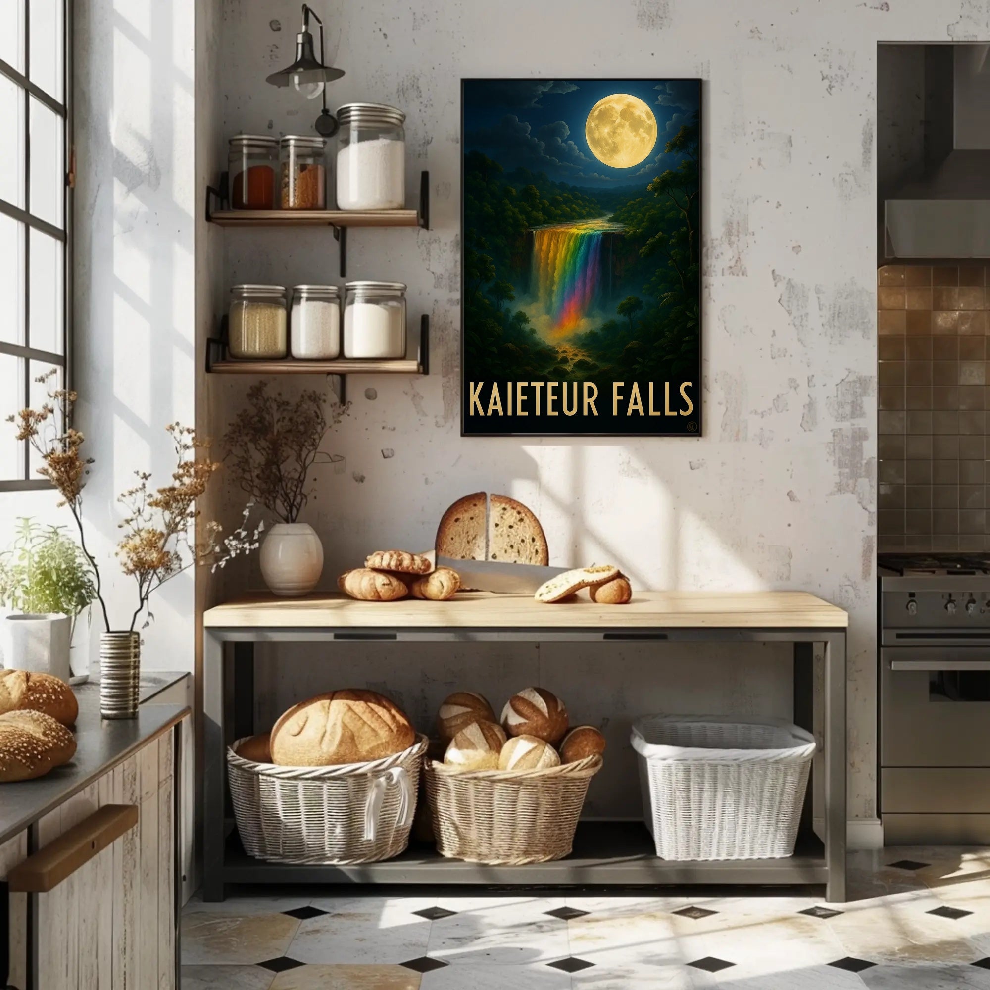 Kaieteur Falls Fantasy Nightscape: A Mystical Waterfall Poster PosterGoat