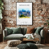 Kansas City Skyline Watercolor Travel Poster PosterGoat