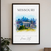 Kansas City Skyline Watercolor Travel Poster PosterGoat