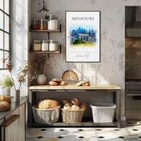 Kansas City Skyline Watercolor Travel Poster PosterGoat