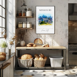 Kansas City Skyline Watercolor Travel Poster PosterGoat