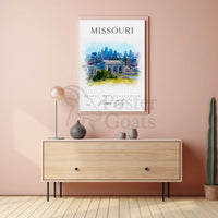 Kansas City Skyline Watercolor Travel Poster PosterGoat