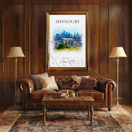 Kansas City Skyline Watercolor Travel Poster PosterGoat