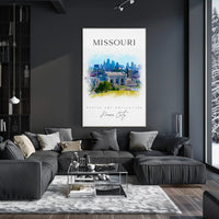 Kansas City Skyline Watercolor Travel Poster PosterGoat