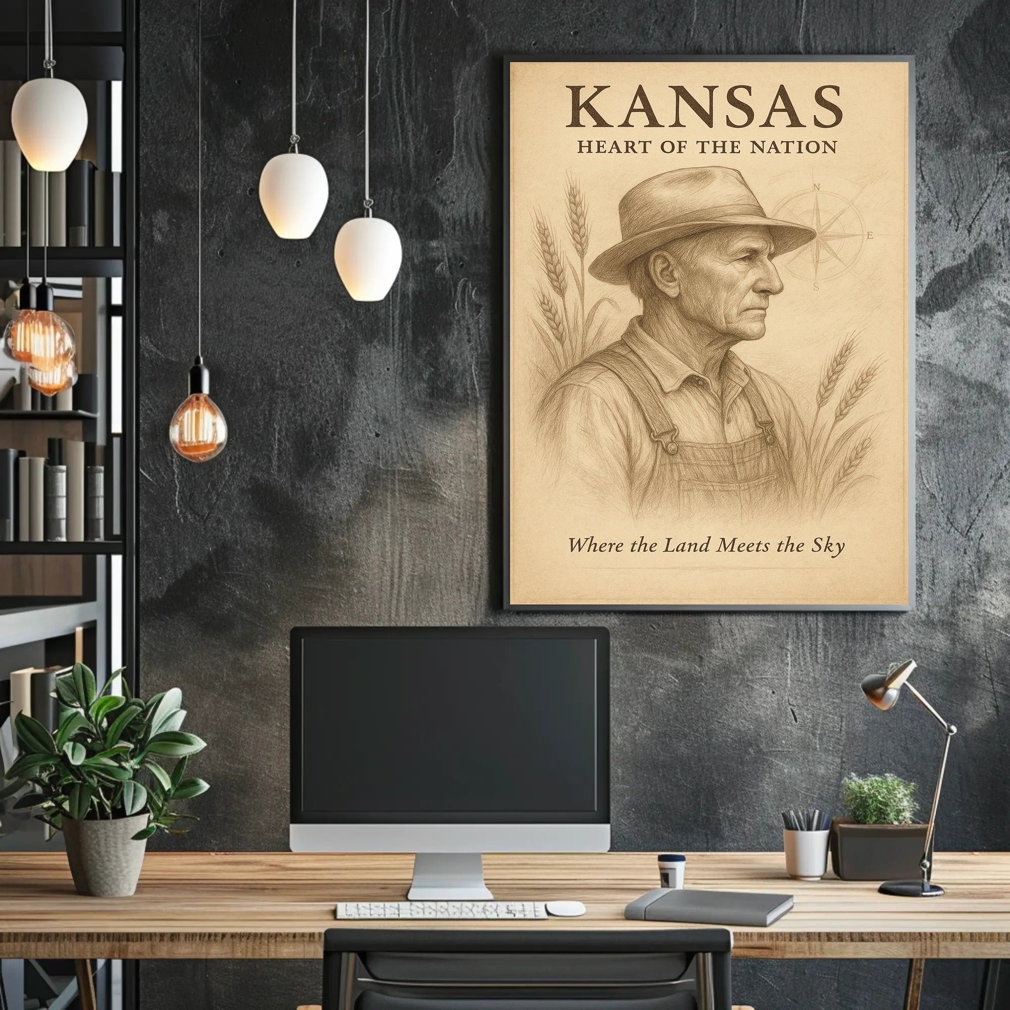 Kansas Heart of the Nation Poster PosterGoat
