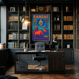 Kansas Heritage Celebration: Vibrant Symbols Cultural Poster PosterGoat