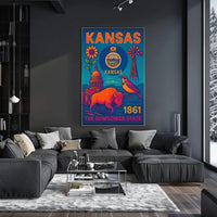Kansas Heritage Celebration: Vibrant Symbols Cultural Poster PosterGoat