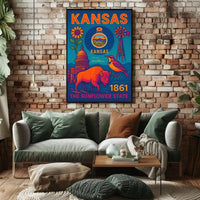 Kansas Heritage Celebration: Vibrant Symbols Cultural Poster PosterGoat