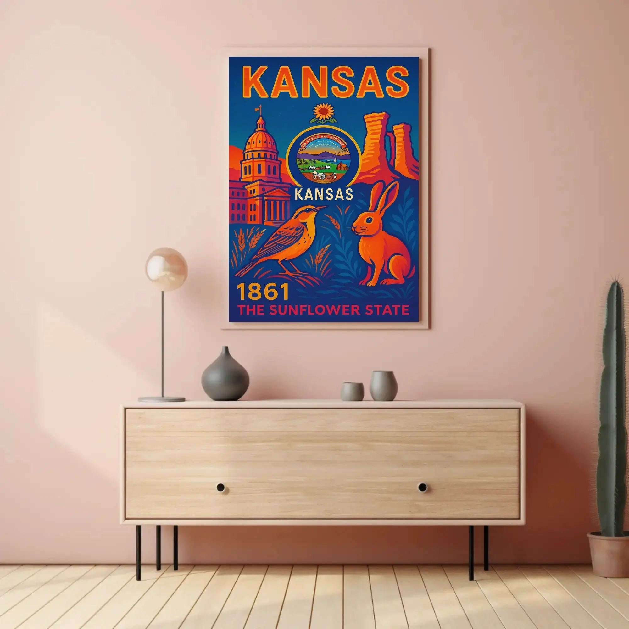 Kansas Sunflower State Celebration Cultural or Heritage Poster PosterGoat