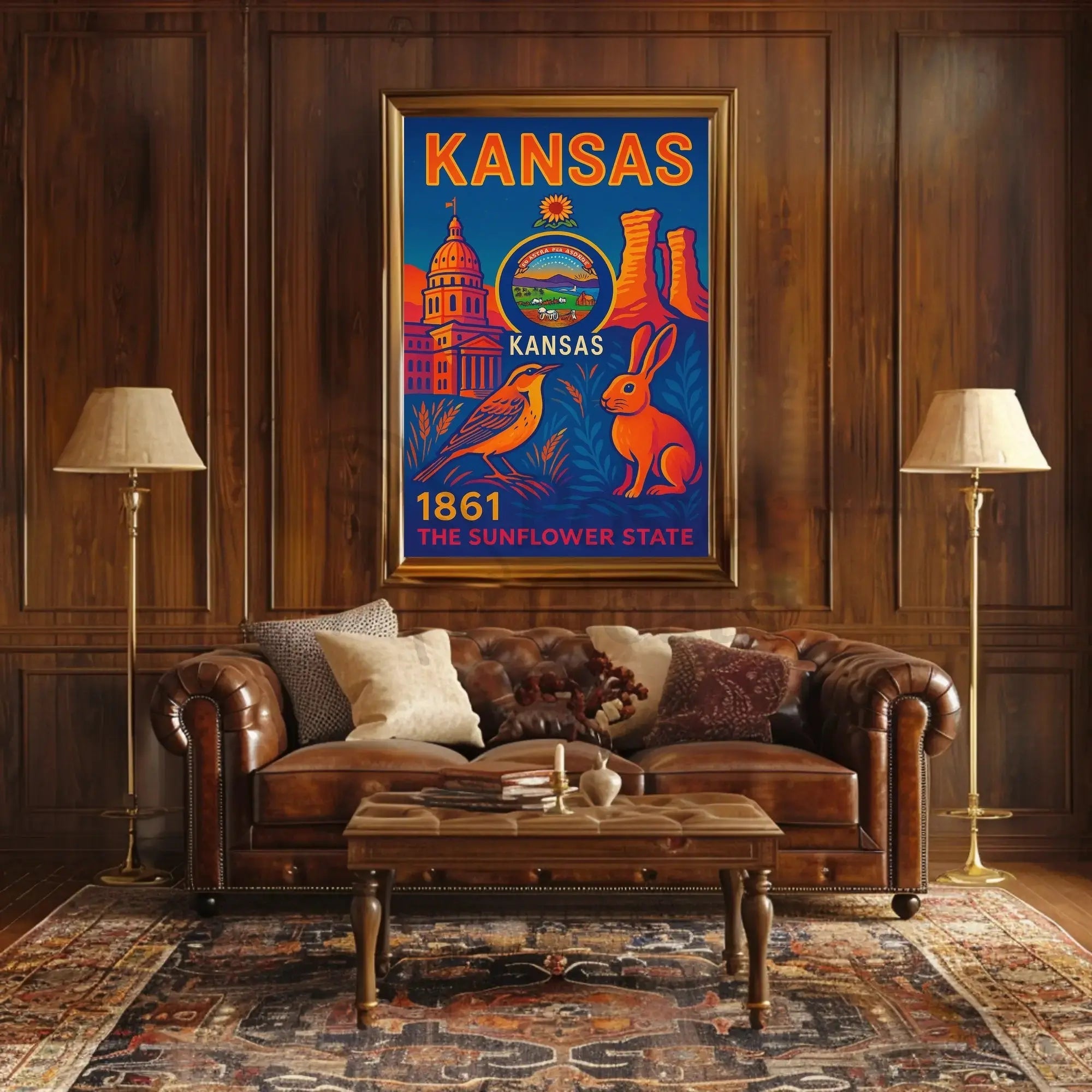 Kansas Sunflower State Celebration Cultural or Heritage Poster PosterGoat