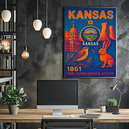 Kansas Sunflower State Celebration Cultural or Heritage Poster PosterGoat
