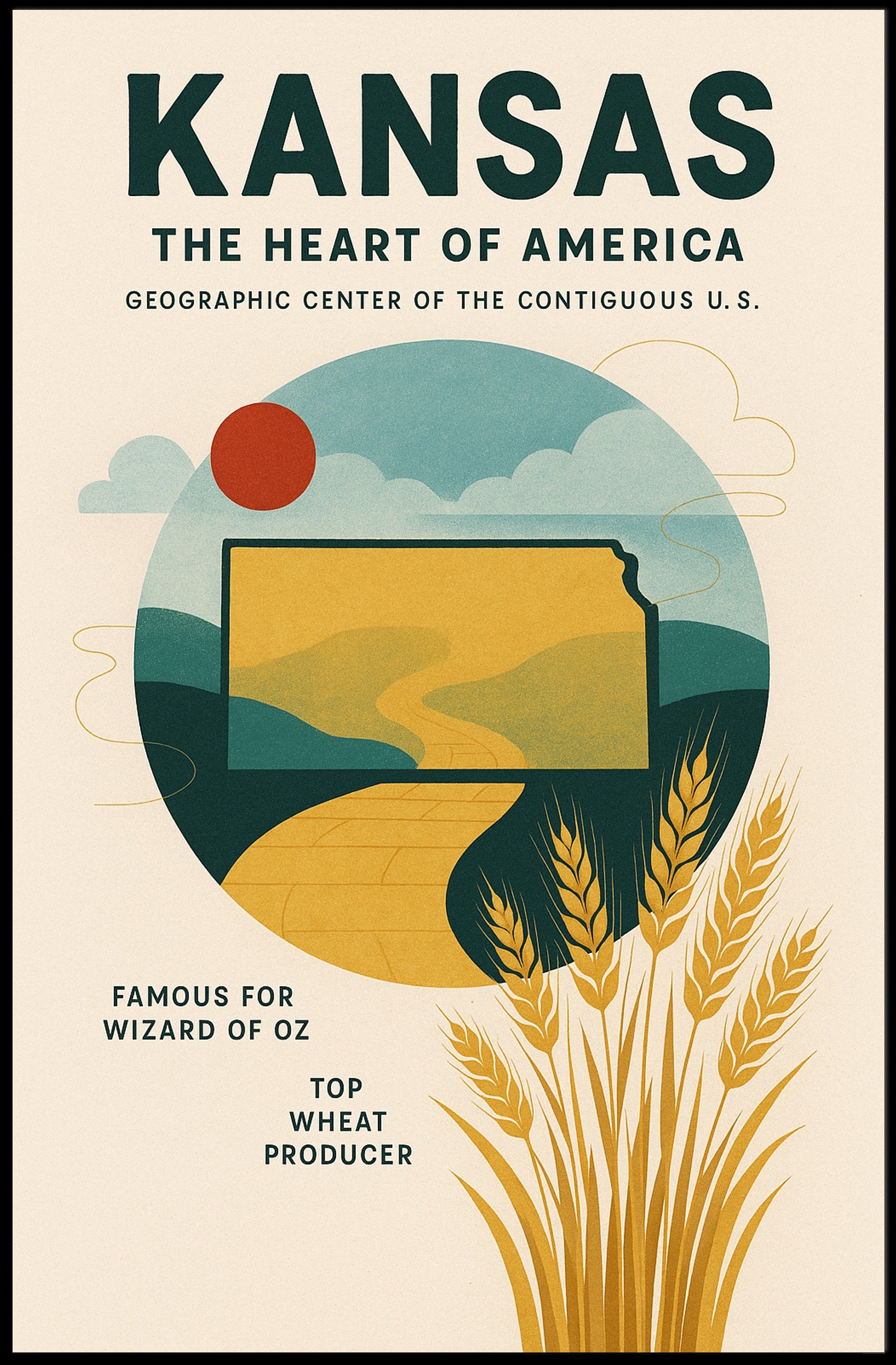 Kansas The Heart of America Poster PosterGoat
