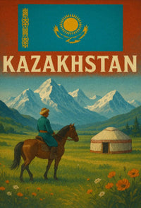 Kazakhstan Cultural Heritage Travel Poster PosterGoat