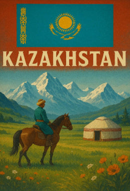 Kazakhstan Cultural Heritage Travel Poster PosterGoat