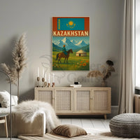 Kazakhstan Cultural Heritage Travel Poster PosterGoat
